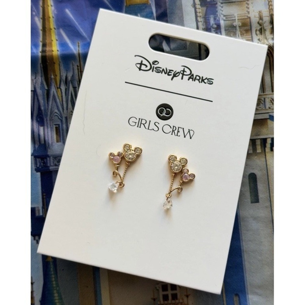 2026 Disney Parks Girls Crew Mickey Mouse Balloon Earrings Pink Posts Rhinestone